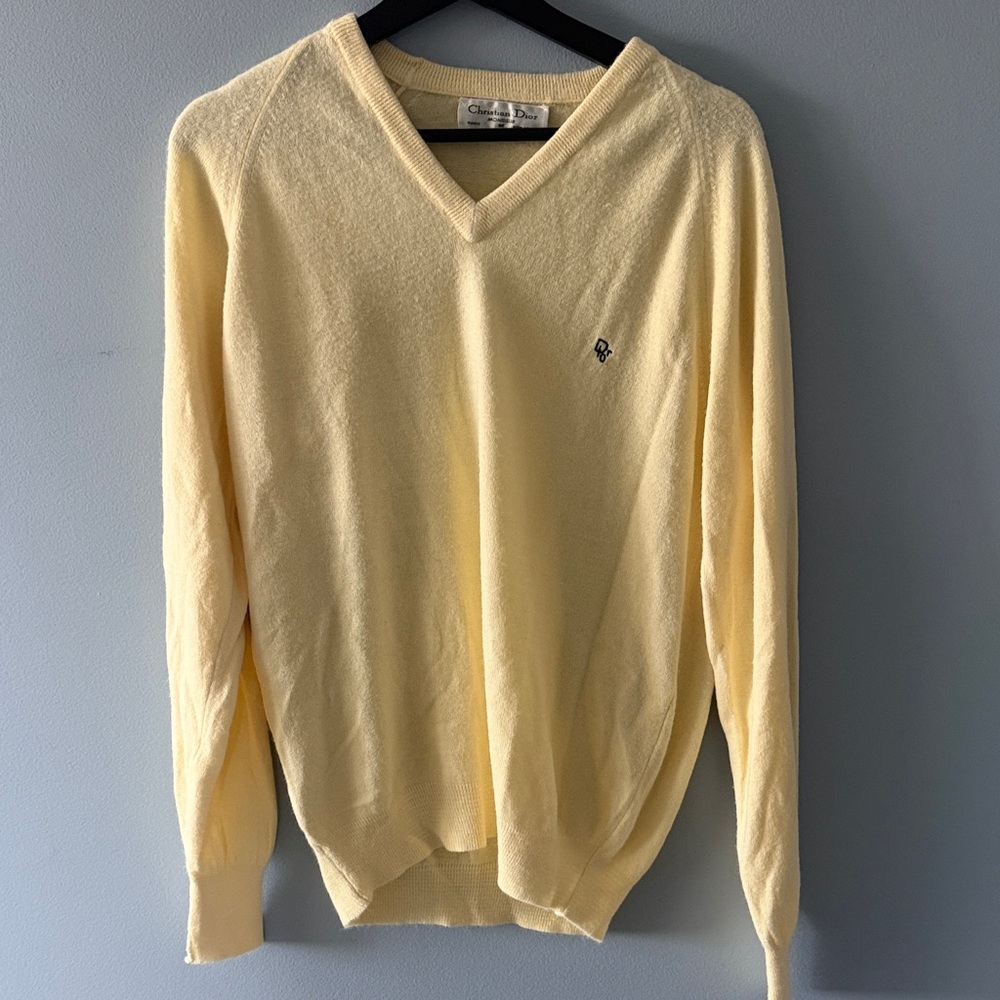 Dior Light Yellow V-Neck Sweater